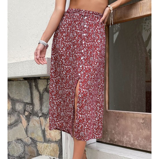 Elegant leopard print midi skirt Ruffles high waist A-line skirt Elegant leopard print midi skirt Ruffles high waist A-line skirt