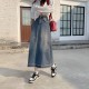 Jean Skirt High Waist Retro A- line Skirt Mid-Length Denim Streetwear Jean Skirt High Waist Retro A- line Skirt Mid-Length Denim Streetwear
