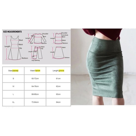 Sexy Multi Color Suede Midi Pencil Skirt Sexy Multi Color Suede Midi Pencil Skirt