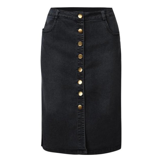 Short Denim Buttons Pockets Split Bandage Jeans Skirt Short Denim Buttons Pockets Split Bandage Jeans Skirt