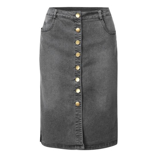 Short Denim Buttons Pockets Split Bandage Jeans Skirt Short Denim Buttons Pockets Split Bandage Jeans Skirt