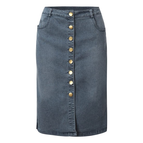 Short Denim Buttons Pockets Split Bandage Jeans Skirt Short Denim Buttons Pockets Split Bandage Jeans Skirt