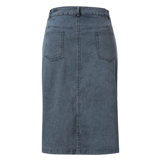 Short Denim Buttons Pockets Split Bandage Jeans Skirt Short Denim Buttons Pockets Split Bandage Jeans Skirt