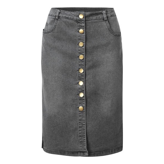 Short Denim Buttons Pockets Split Bandage Jeans Skirt Short Denim Buttons Pockets Split Bandage Jeans Skirt