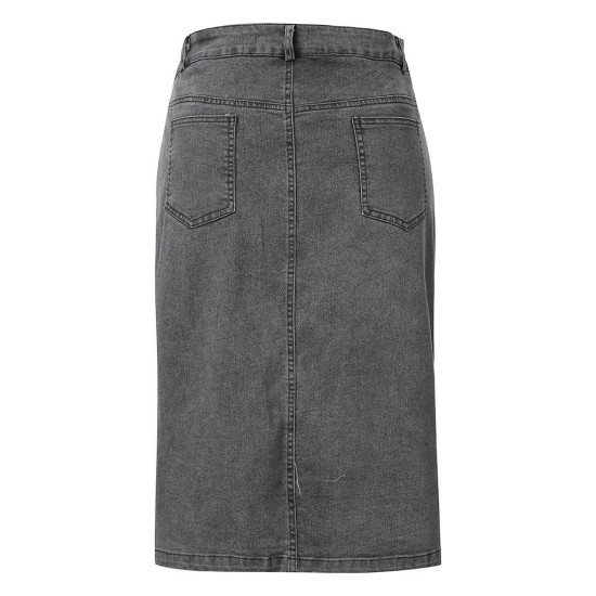 Short Denim Buttons Pockets Split Bandage Jeans Skirt Short Denim Buttons Pockets Split Bandage Jeans Skirt