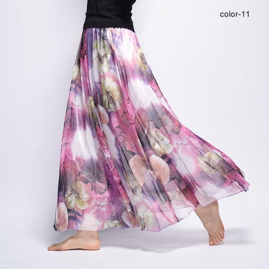 Fashion Florals Print Boho Style Elastic High Waist Chiffon Skirt Fashion Florals Print Boho Style Elastic High Waist Chiffon Skirt