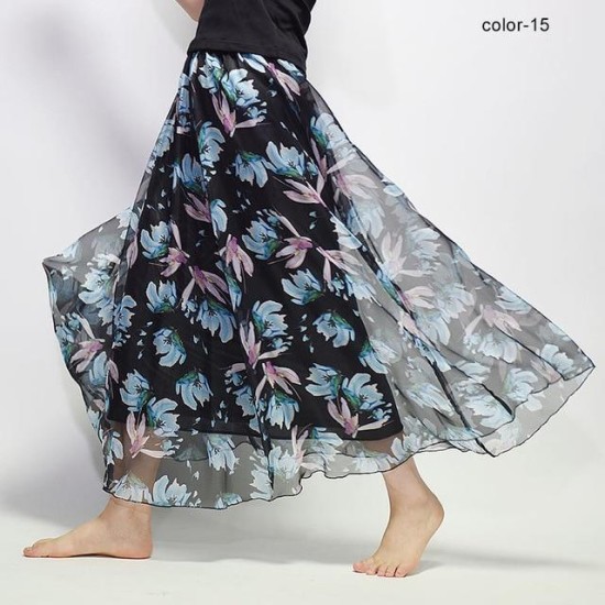 Fashion Florals Print Boho Style Elastic High Waist Chiffon Skirt Fashion Florals Print Boho Style Elastic High Waist Chiffon Skirt