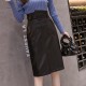 PU Leather Sheath Midi Skirts High Waist Knee-Length Wrap Skirts PU Leather Sheath Midi Skirts High Waist Knee-Length Wrap Skirts