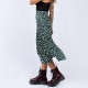 Leopard Printed Side Split Long Black High Waist Zip Vintage Ladies Skirt Leopard Printed Side Split Long Black High Waist Zip Vintage Ladies Skirt