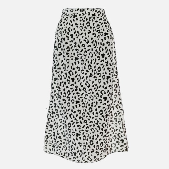 Leopard Printed Side Split Long Black High Waist Zip Vintage Ladies Skirt Leopard Printed Side Split Long Black High Waist Zip Vintage Ladies Skirt