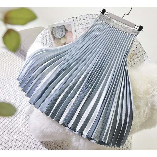 Metal Color Pleated Midi Skirt Metal Color Pleated Midi Skirt