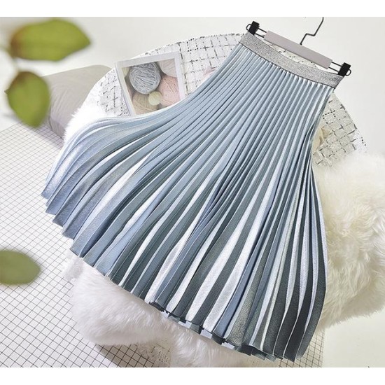Metal Color Pleated Midi Skirt Metal Color Pleated Midi Skirt