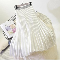 Metal Color Pleated Midi Skirt
