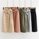 High Waist Cotton Casual A Line Skirt Pocket Lace up High Waist Cotton Casual A Line Skirt Pocket Lace up