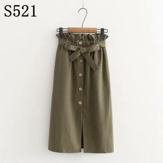 High Waist Cotton Casual A Line Skirt Pocket Lace up High Waist Cotton Casual A Line Skirt Pocket Lace up