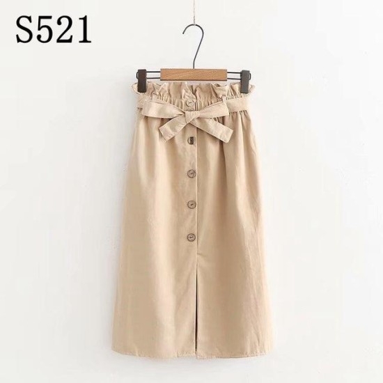 High Waist Cotton Casual A Line Skirt Pocket Lace up High Waist Cotton Casual A Line Skirt Pocket Lace up