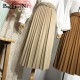 High Waist Casual Vintage Solid Belted Pleated Midi Skirt High Waist Casual Vintage Solid Belted Pleated Midi Skirt