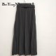 High Waist Casual Vintage Solid Belted Pleated Midi Skirt High Waist Casual Vintage Solid Belted Pleated Midi Skirt