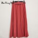 High Waist Casual Vintage Solid Belted Pleated Midi Skirt High Waist Casual Vintage Solid Belted Pleated Midi Skirt