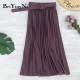 High Waist Casual Vintage Solid Belted Pleated Midi Skirt High Waist Casual Vintage Solid Belted Pleated Midi Skirt