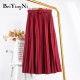 High Waist Casual Vintage Solid Belted Pleated Midi Skirt High Waist Casual Vintage Solid Belted Pleated Midi Skirt