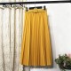High Waist Casual Vintage Solid Belted Pleated Midi Skirt High Waist Casual Vintage Solid Belted Pleated Midi Skirt