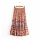 Vintage Boho Floral Print Elastic Sashes Gypsy Skirt Vintage Boho Floral Print Elastic Sashes Gypsy Skirt