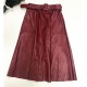 Faux PU Leather Mi-long Skirt with Belted High Waist Vintage Mid-calf Chic Faux PU Leather Mi-long Skirt with Belted High Waist Vintage Mid-calf Chic