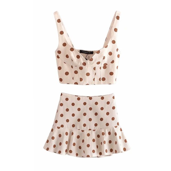 Cute Dot Summer Dress Suit Women 2 Pieces Mini Dress Sets Cute Dot Summer Dress Suit Women 2 Pieces Mini Dress Sets