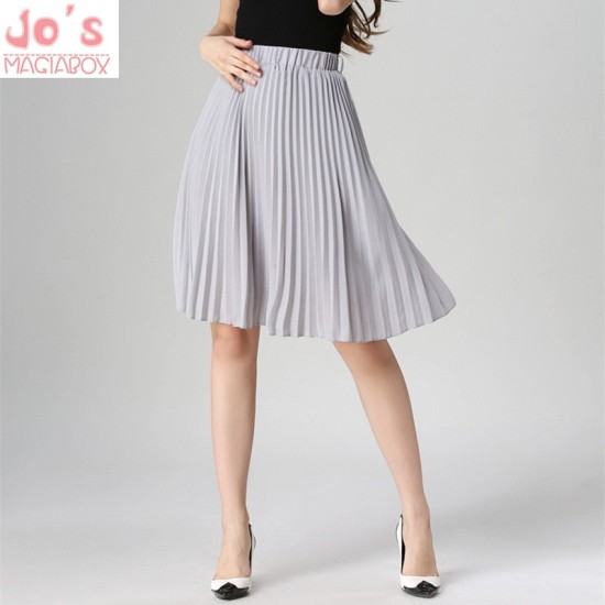 High Waist Pleated Solid Color Chiffon Vintage Skirt High Waist Pleated Solid Color Chiffon Vintage Skirt
