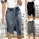 Short Denim Buttons Pockets Split Bandage Jeans Skirt Short Denim Buttons Pockets Split Bandage Jeans Skirt