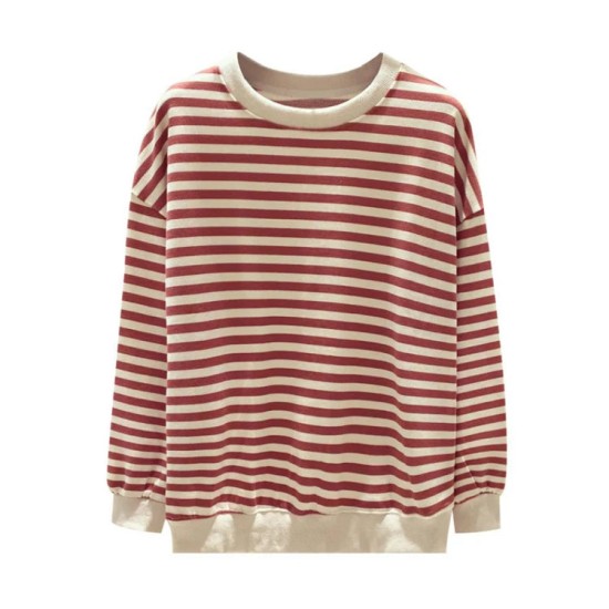 Women's Cotton Stripe Sweatshirt Long Sleeve Slim Pullover Women's Cotton Stripe Sweatshirt Long Sleeve Slim Pullover