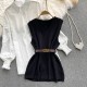 Sweater Dress Suits White Blouse and Sleeveless Knitted Tops Sweater Dress Suits White Blouse and Sleeveless Knitted Tops