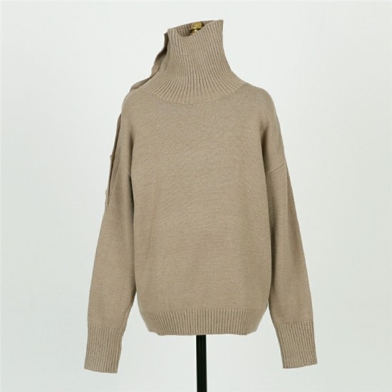 Sweater Strapless Button Korean Fashion Pullover Tops Sweater Strapless Button Korean Fashion Pullover Tops