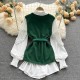 Sweater Dress Suits White Blouse and Sleeveless Knitted Tops Sweater Dress Suits White Blouse and Sleeveless Knitted Tops
