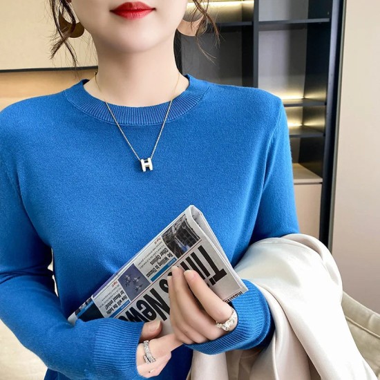 Sweater Solid O-neck Knitwear Korean Casual Pullovers Long Sleeve Sweater Solid O-neck Knitwear Korean Casual Pullovers Long Sleeve