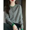 Knitted Cardigan Sweater Clothing O-neck Patchwork Long Sleeve Tops