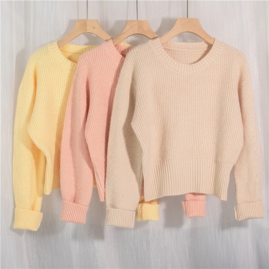 Women's Sweater Pullovers Warm Minimalist Short Elegant Solid Sweet Jumpers Women's Sweater Pullovers Warm Minimalist Short Elegant Solid Sweet Jumpers