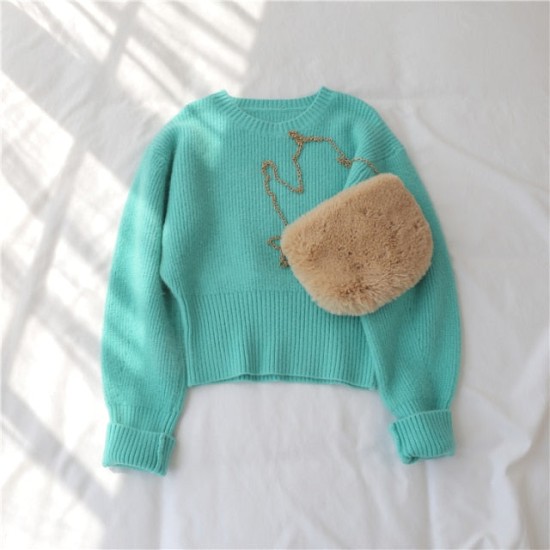 Women's Sweater Pullovers Warm Minimalist Short Elegant Solid Sweet Jumpers Women's Sweater Pullovers Warm Minimalist Short Elegant Solid Sweet Jumpers