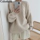 Sweaters Pullovers Minimalist Knitting Elegant Casual Loose Ladies Vintage Tops Sweaters Pullovers Minimalist Knitting Elegant Casual Loose Ladies Vintage Tops