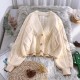 Lantern Sleeve Cardigan Knitted Long Sleeve Solid Sweaters Lantern Sleeve Cardigan Knitted Long Sleeve Solid Sweaters