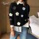 Floral Embroidery Pullover Sweater High Quality Women Elegant O Neck Knitted Tops Floral Embroidery Pullover Sweater High Quality Women Elegant O Neck Knitted Tops