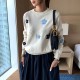 Floral Embroidery Pullover Sweater High Quality Women Elegant O Neck Knitted Tops Floral Embroidery Pullover Sweater High Quality Women Elegant O Neck Knitted Tops