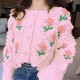 Handmade Sweater And Cardigans Floral Embroidery Hollow Out Chic Knit Handmade Sweater And Cardigans Floral Embroidery Hollow Out Chic Knit