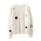 Floral Embroidery Pullover Sweater High Quality Women Elegant O Neck Knitted Tops Floral Embroidery Pullover Sweater High Quality Women Elegant O Neck Knitted Tops