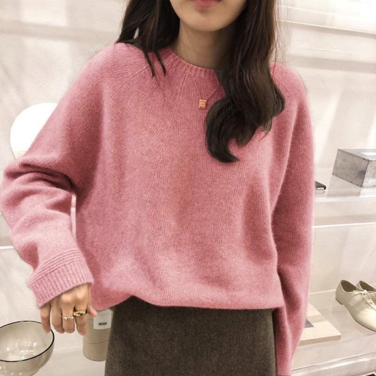 Women's Sweaters Pullovers Minimalist Oversize Pink Solid Lady Jumpers Women's Sweaters Pullovers Minimalist Oversize Pink Solid Lady Jumpers