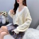 Lantern Sleeve Cardigan Knitted Long Sleeve Solid Sweaters Lantern Sleeve Cardigan Knitted Long Sleeve Solid Sweaters